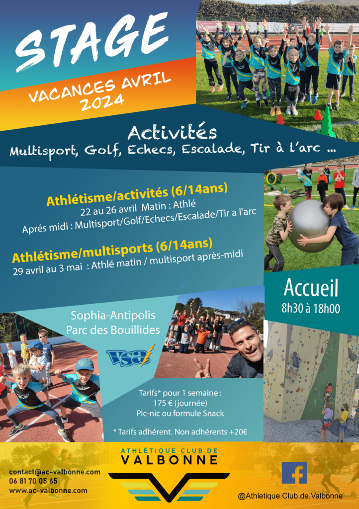 Affiche stages vacances avril 2024